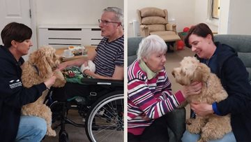Four-legged friend comes to visit Residents at The Westbury care home